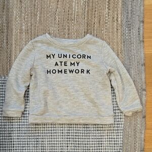 Milly Minis Light Gray Sweatshirt, Fashion Statement, Unicorns, GUC, Luxury Kids